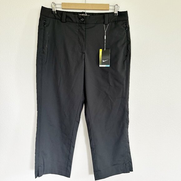NWT Nike Golf Pants 10 Black Crop Tour Performance UV Dri Fit Active - Picture 1 of 9